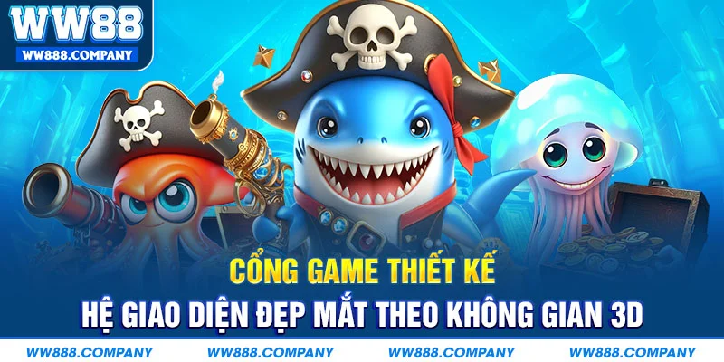 Cổng game thiết kế hệ giao diện đẹp mắt theo không gian 3D
